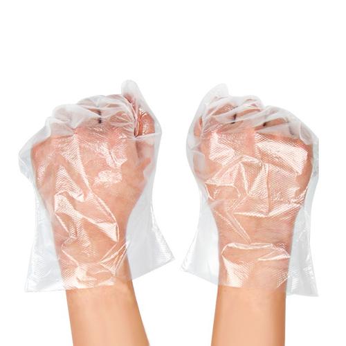 加厚一次性pe薄膜手套 家用餐饮美发透明塑料手套独立包装100只